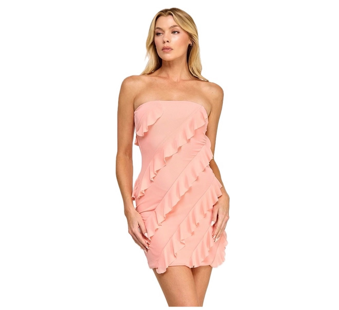 Coral Ruffle Dress