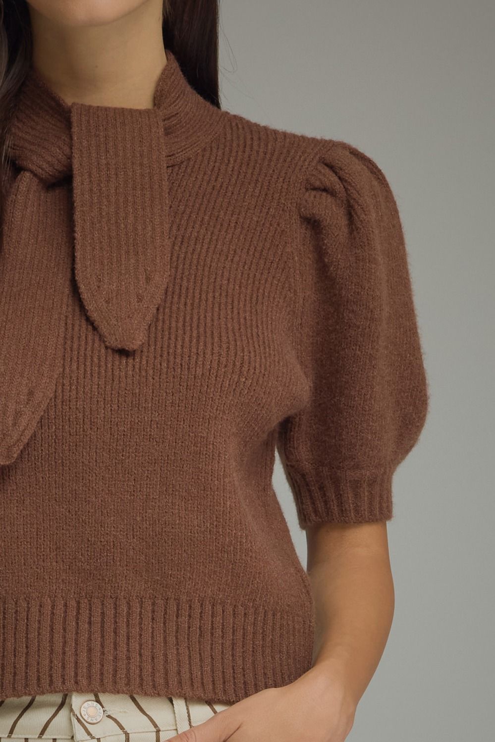 Solid Puff Sleeve Sweater