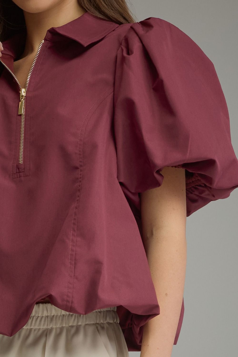 Merlot Puff Sleeve Blouse