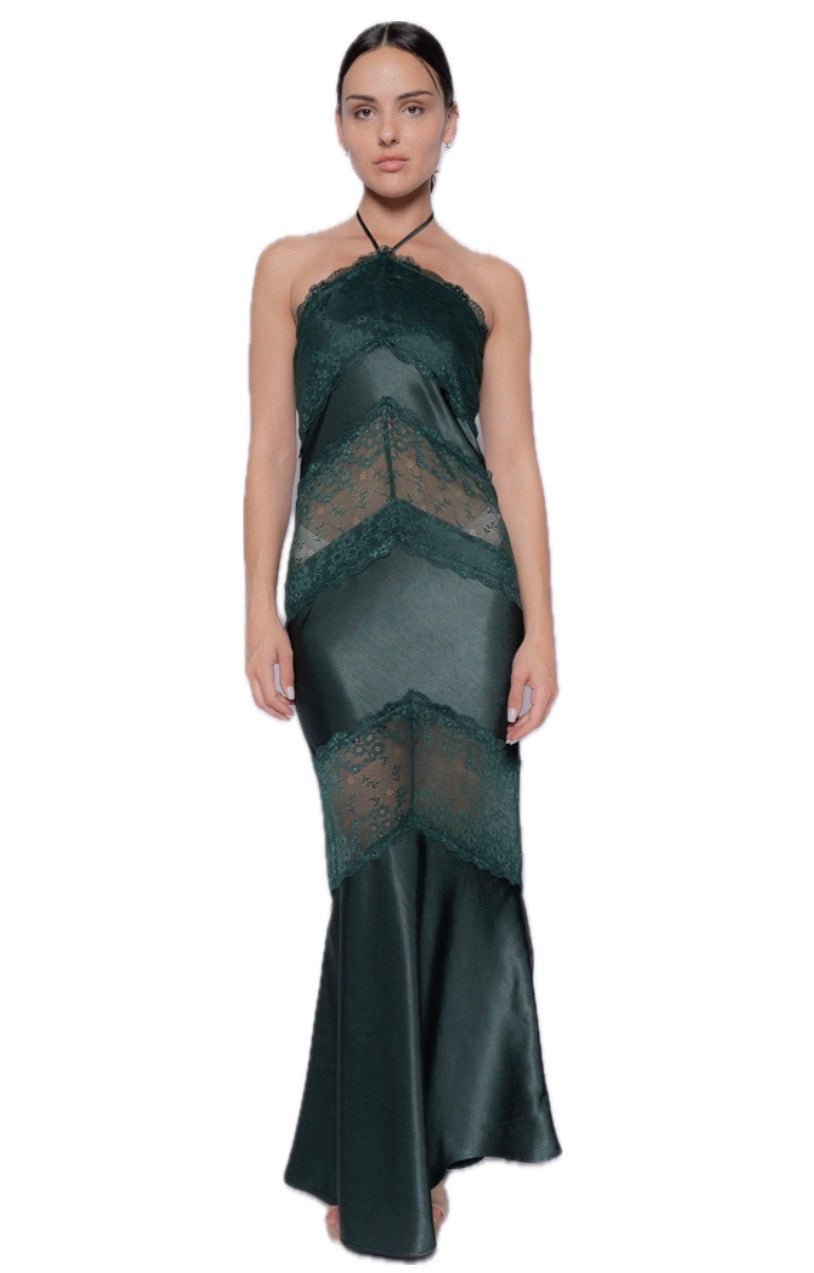 Lace Sheer Emerald Green Dress