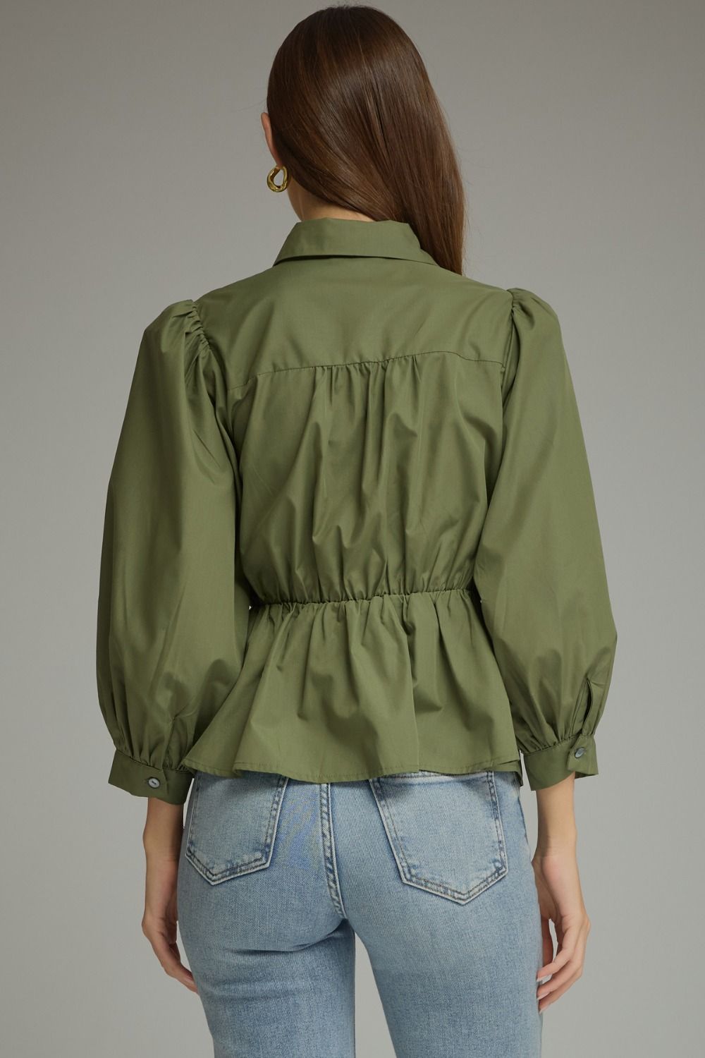 Green Tie Front Blouse