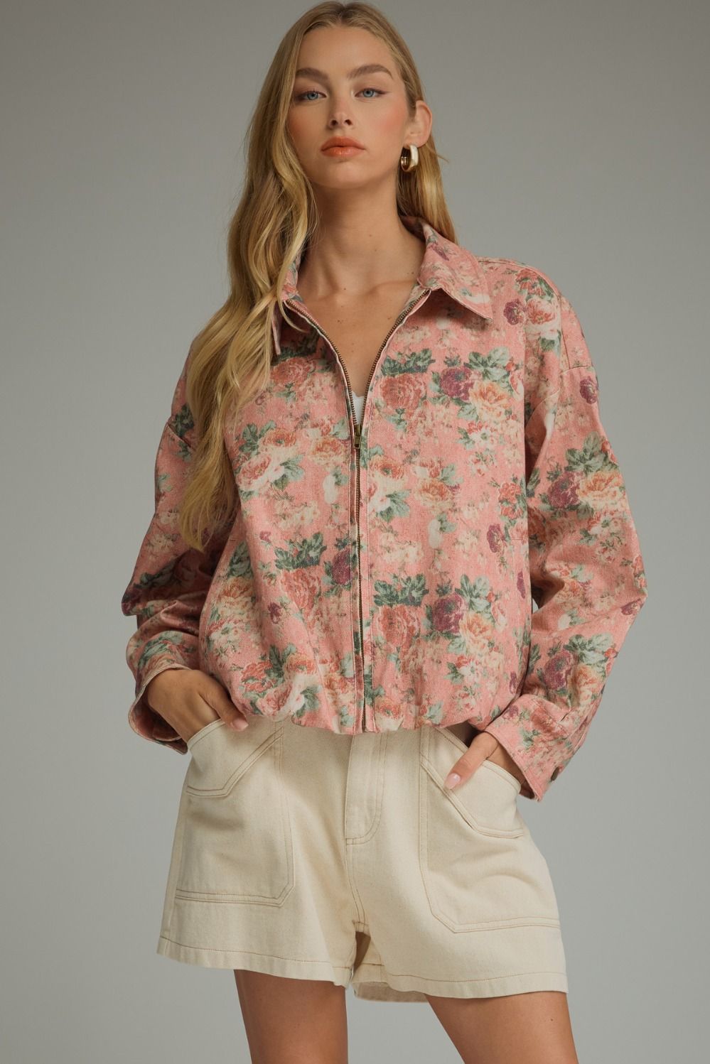 Floral Jacket with Zipper front