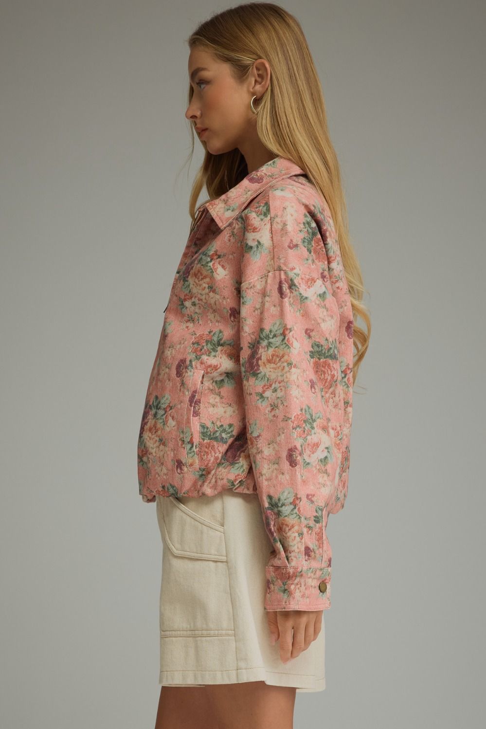 Floral Jacket with Zipper front