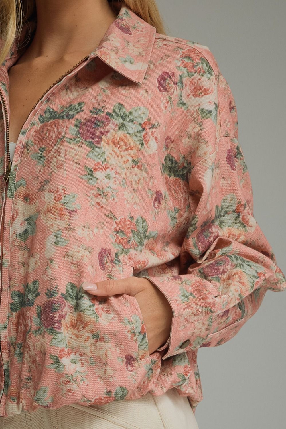 Floral Jacket with Zipper front
