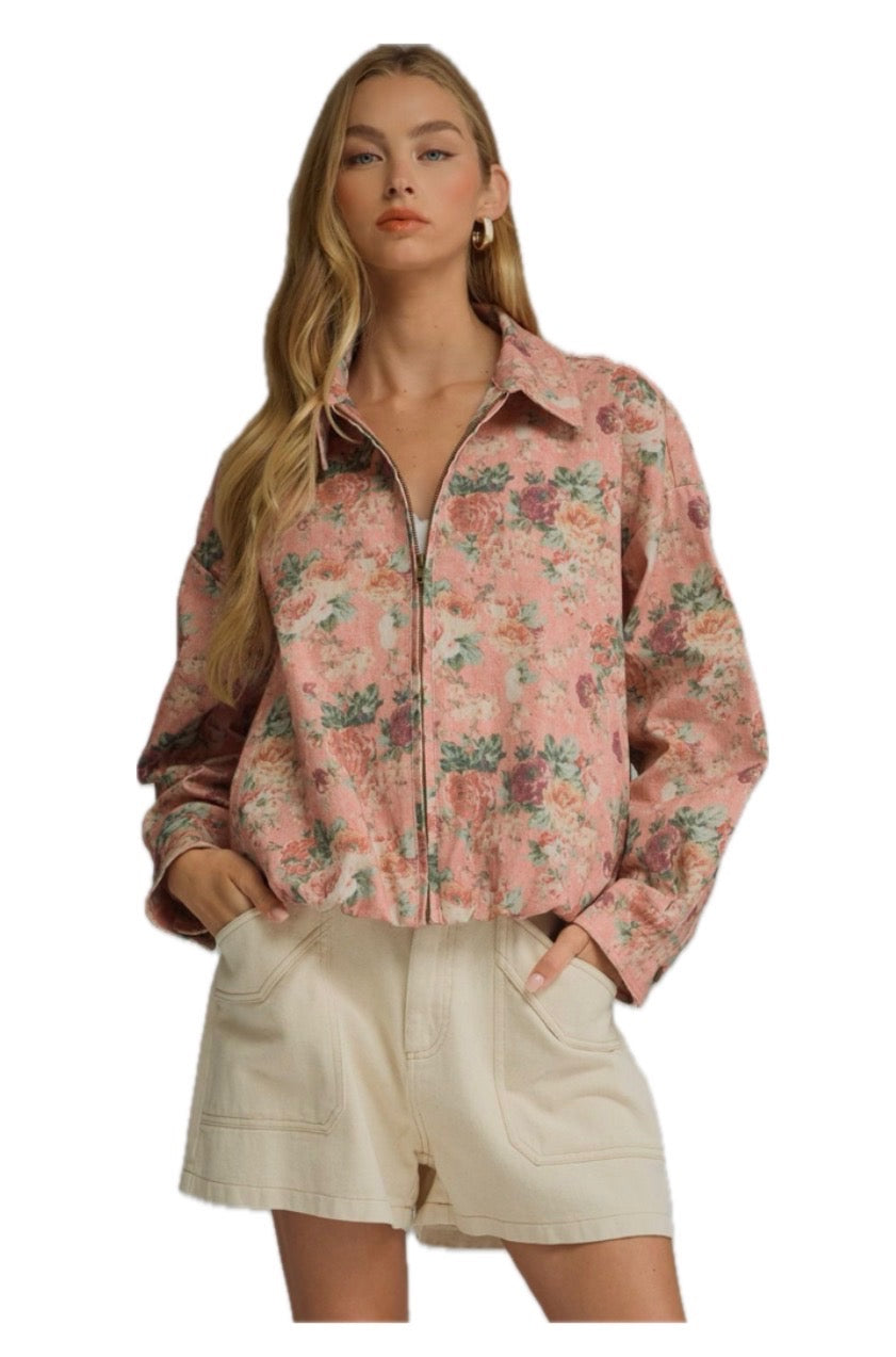 Floral Jacket with Zipper front
