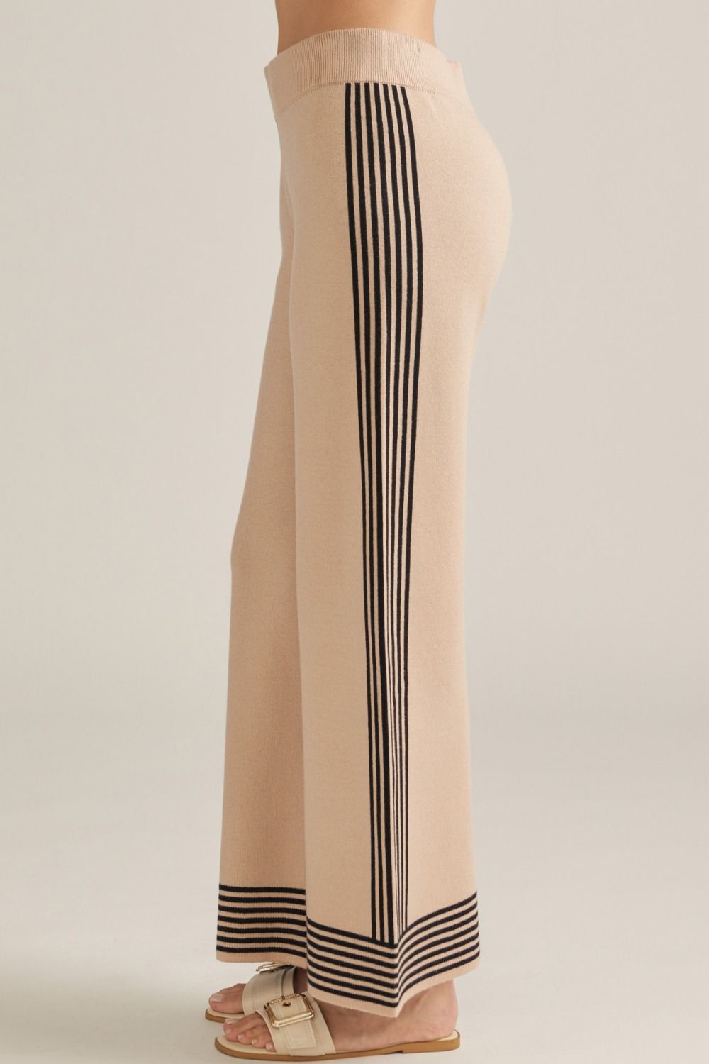 Stripe wide leg knit pants
