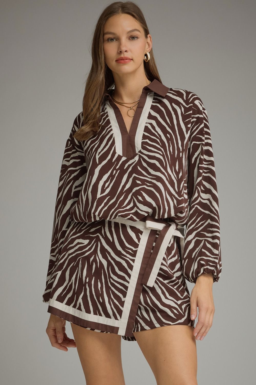 Animal print skort with a front wrap overlay