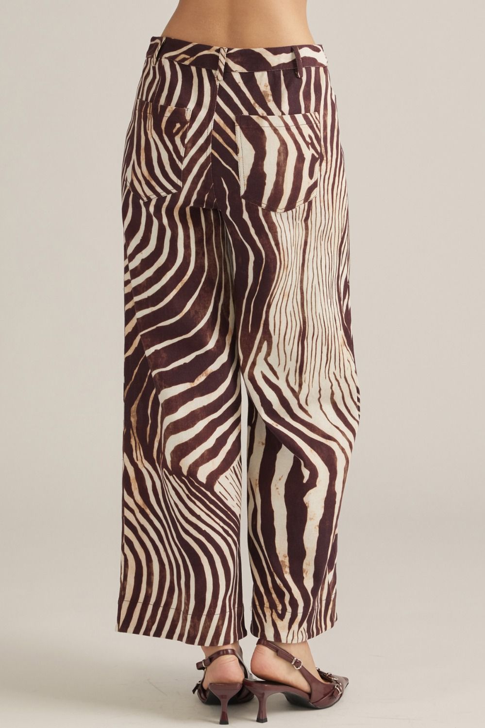 Zebra print wide leg pants
