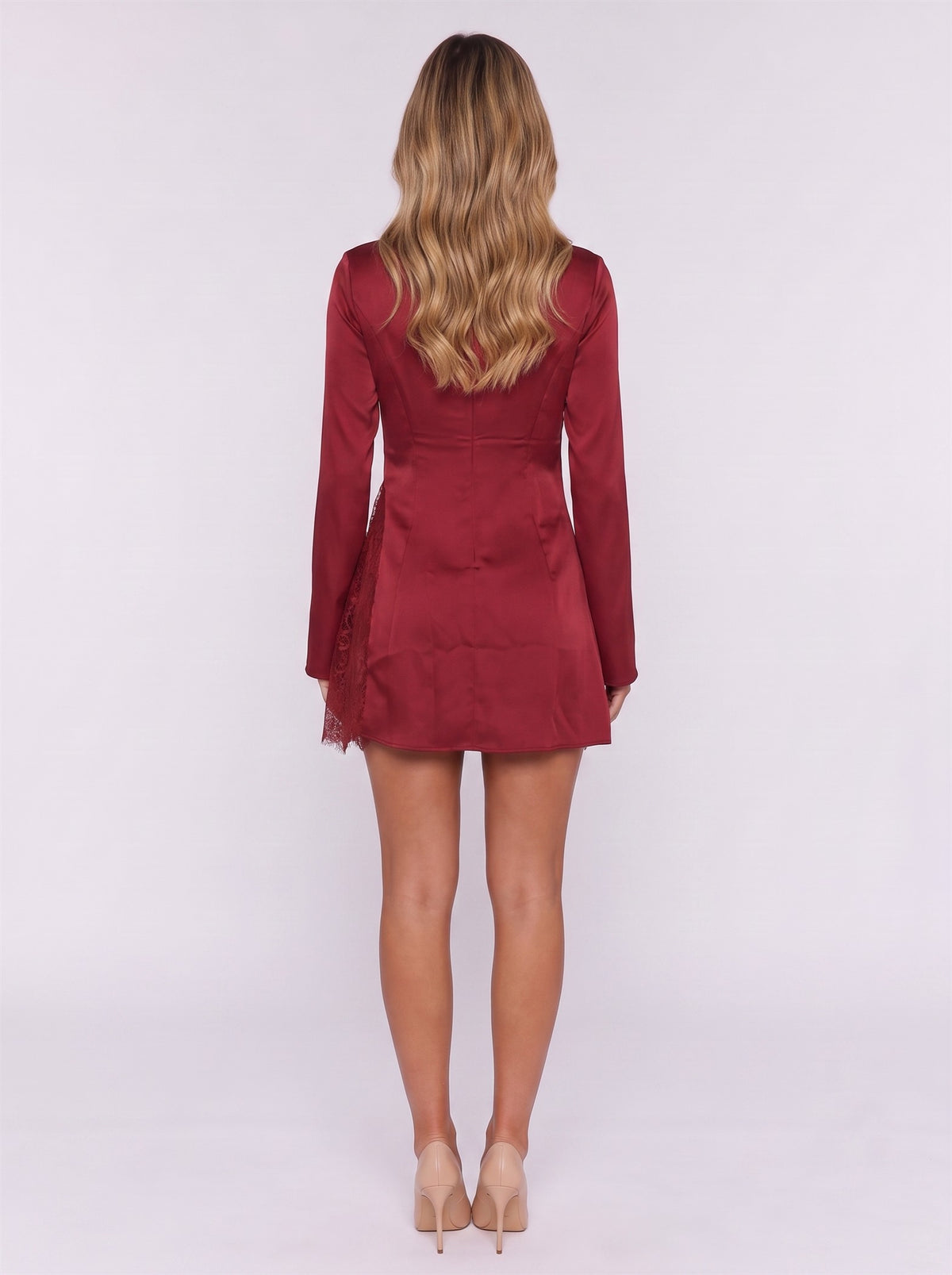 Burgundy Lace Mini Dress