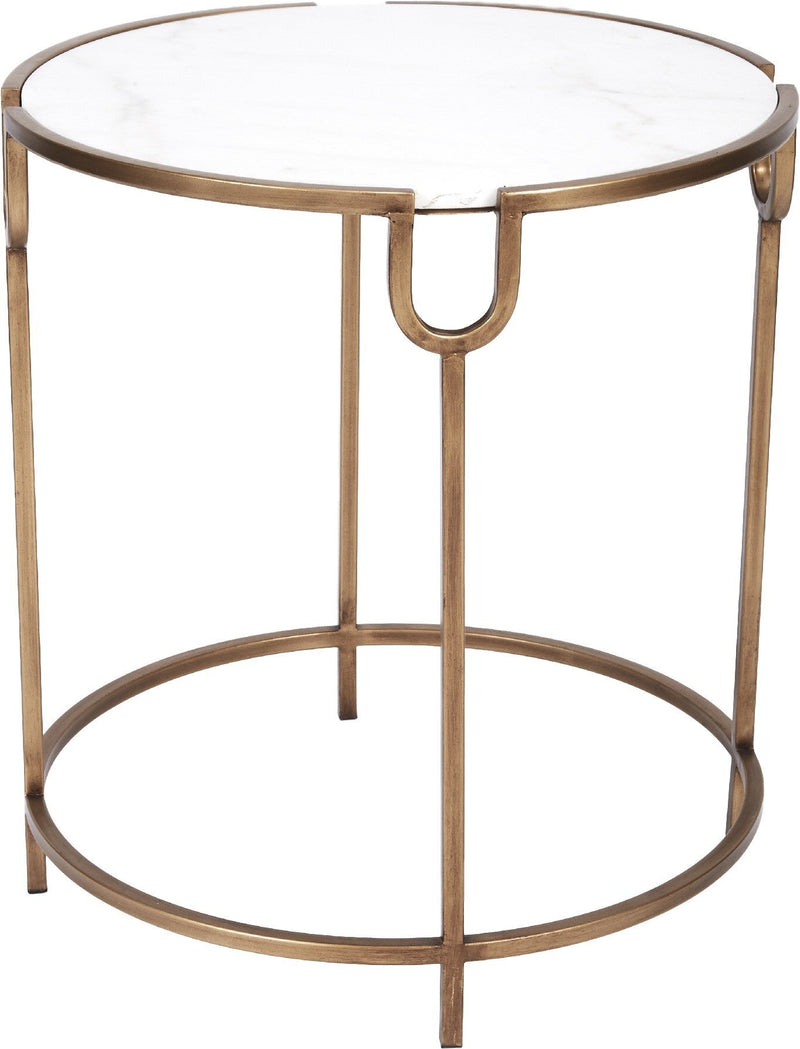 BETHANY GOLD ACCENT TABLE WITH WHITE MARBLE TOP