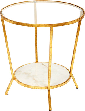 PHILLIPS WHITE MARBLE AND GOLD SIDE TABLE