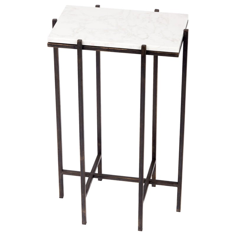 DARK BRONZE BURCH ACCENT TABLE WITH WHITE MARBLE TOP