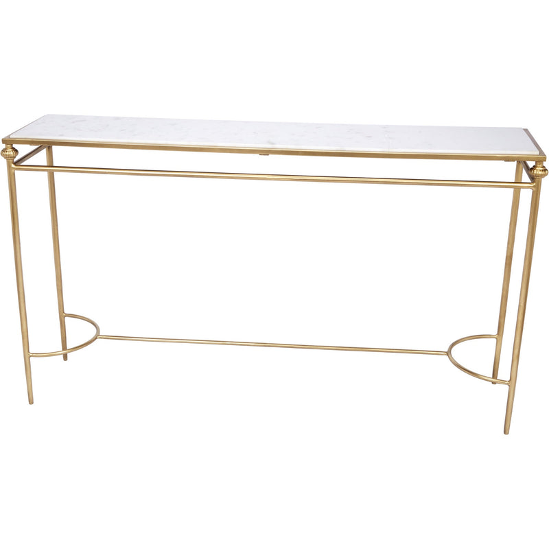 MCCOY GOLD CONSOLE TALE WITH WHITE MARBLE TOP