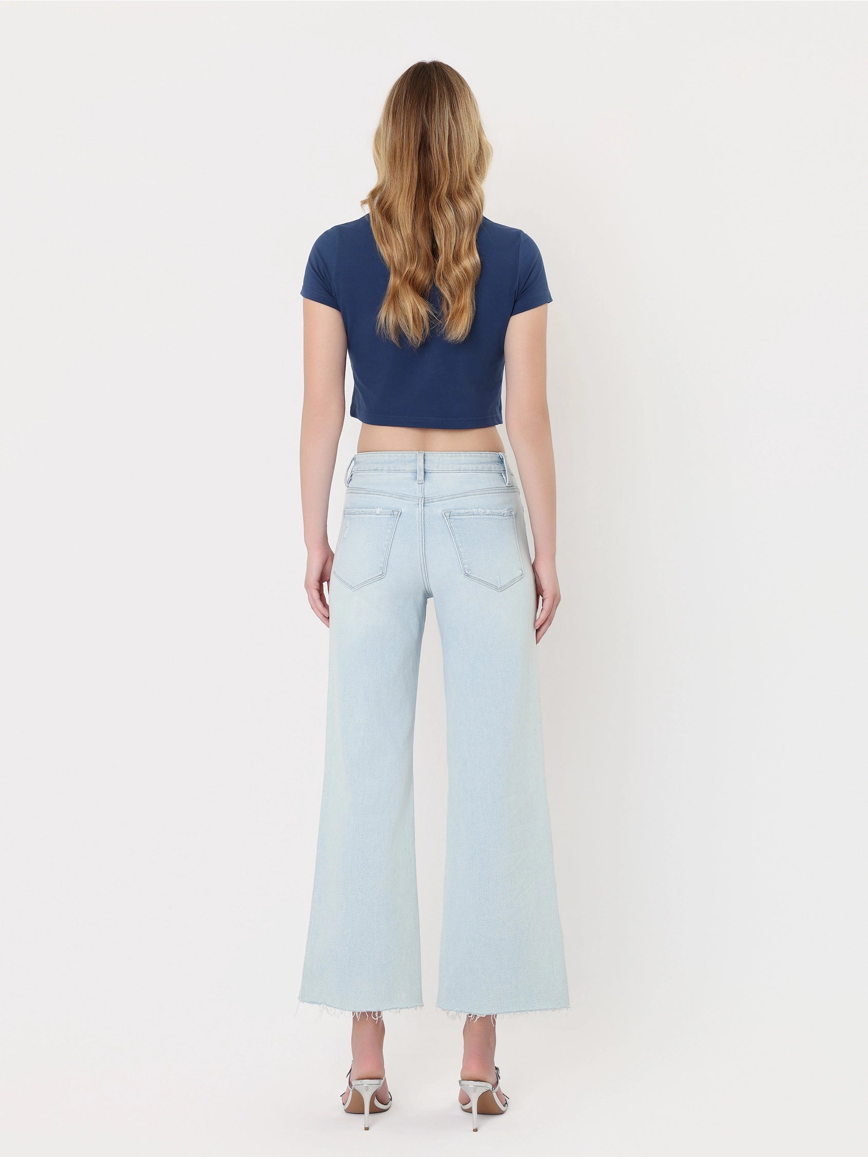 High Rise Light Wash Crop Denim