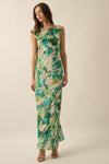 Midi Satin Cowl Neck Back Dress