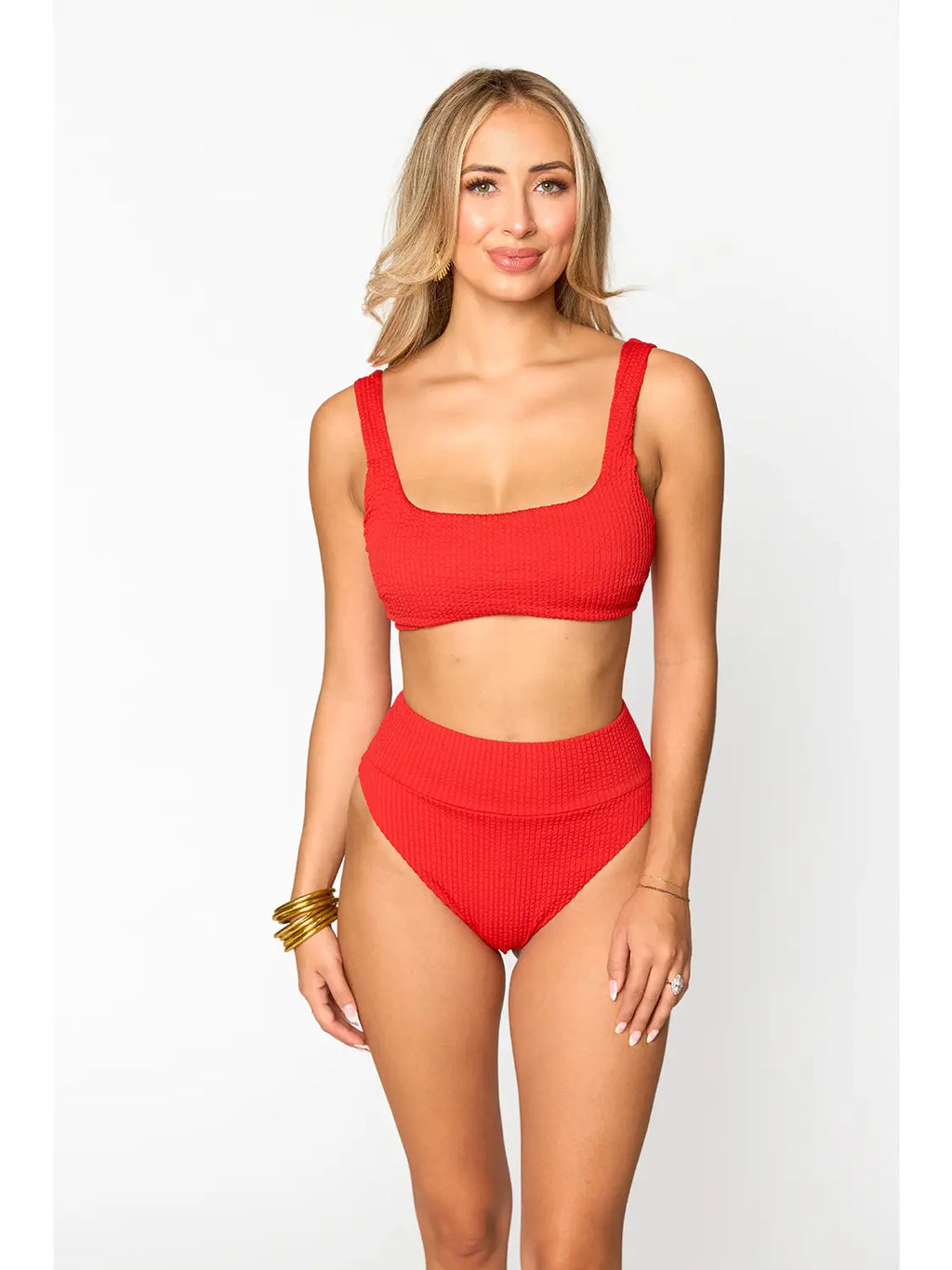 Red Two Piece Swim Suit