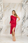 One Shoulder Red Sequin Dress