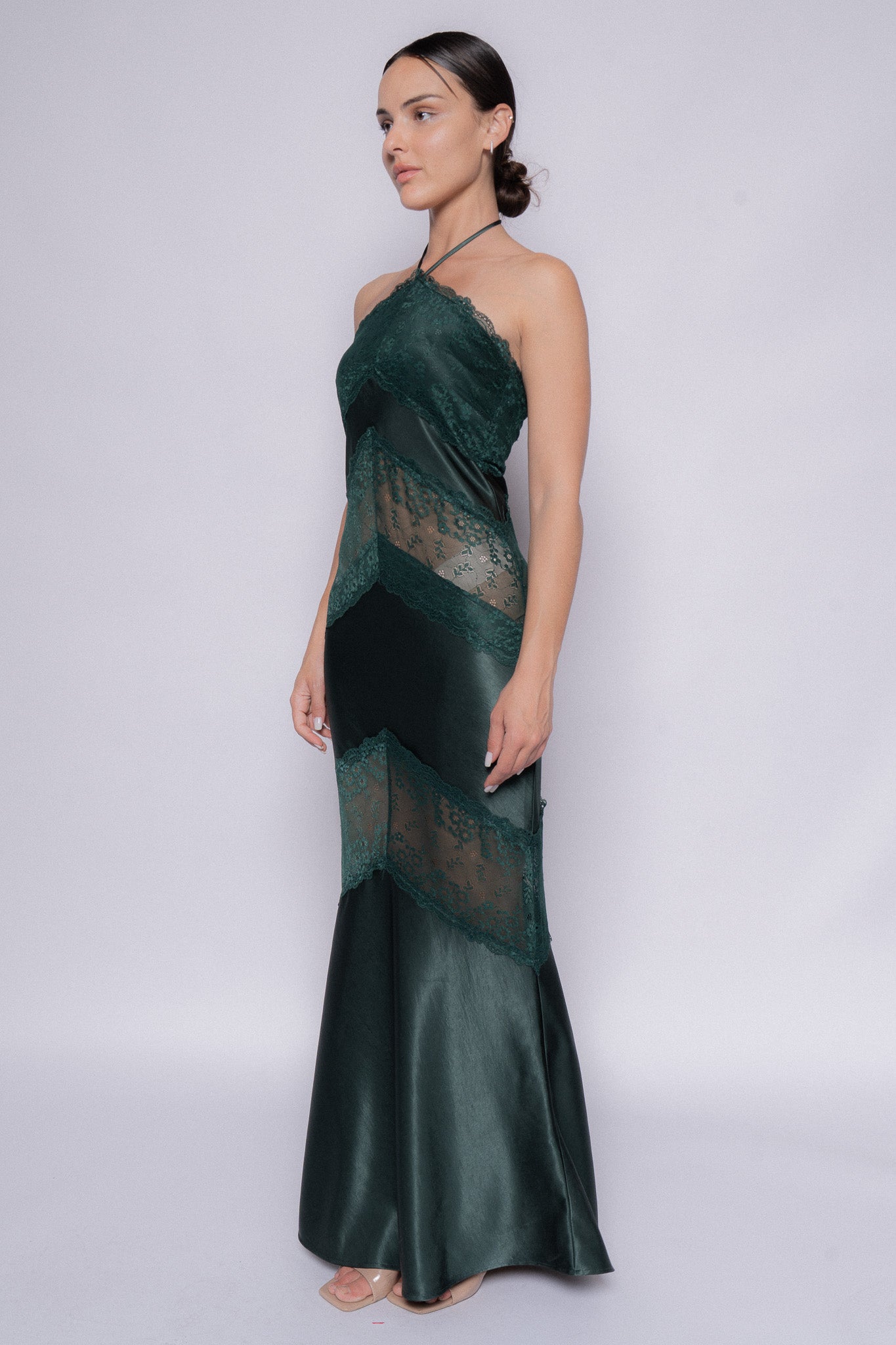 Lace Sheer Emerald Green Dress