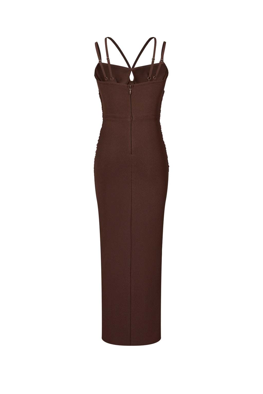 Brown Strap Tie Front Dress