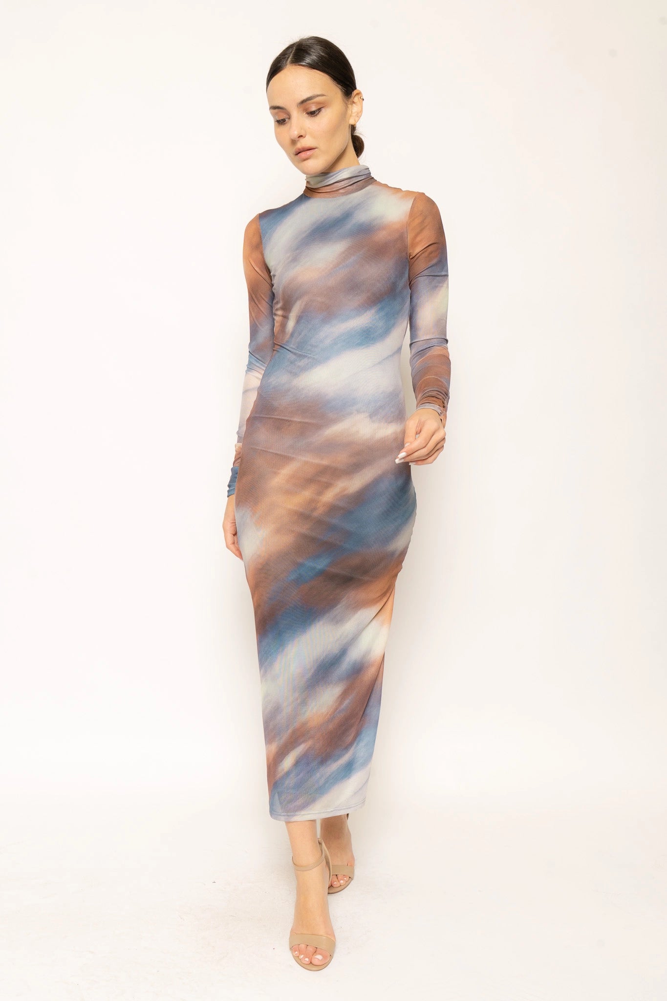 Mock Neck Marble Dress