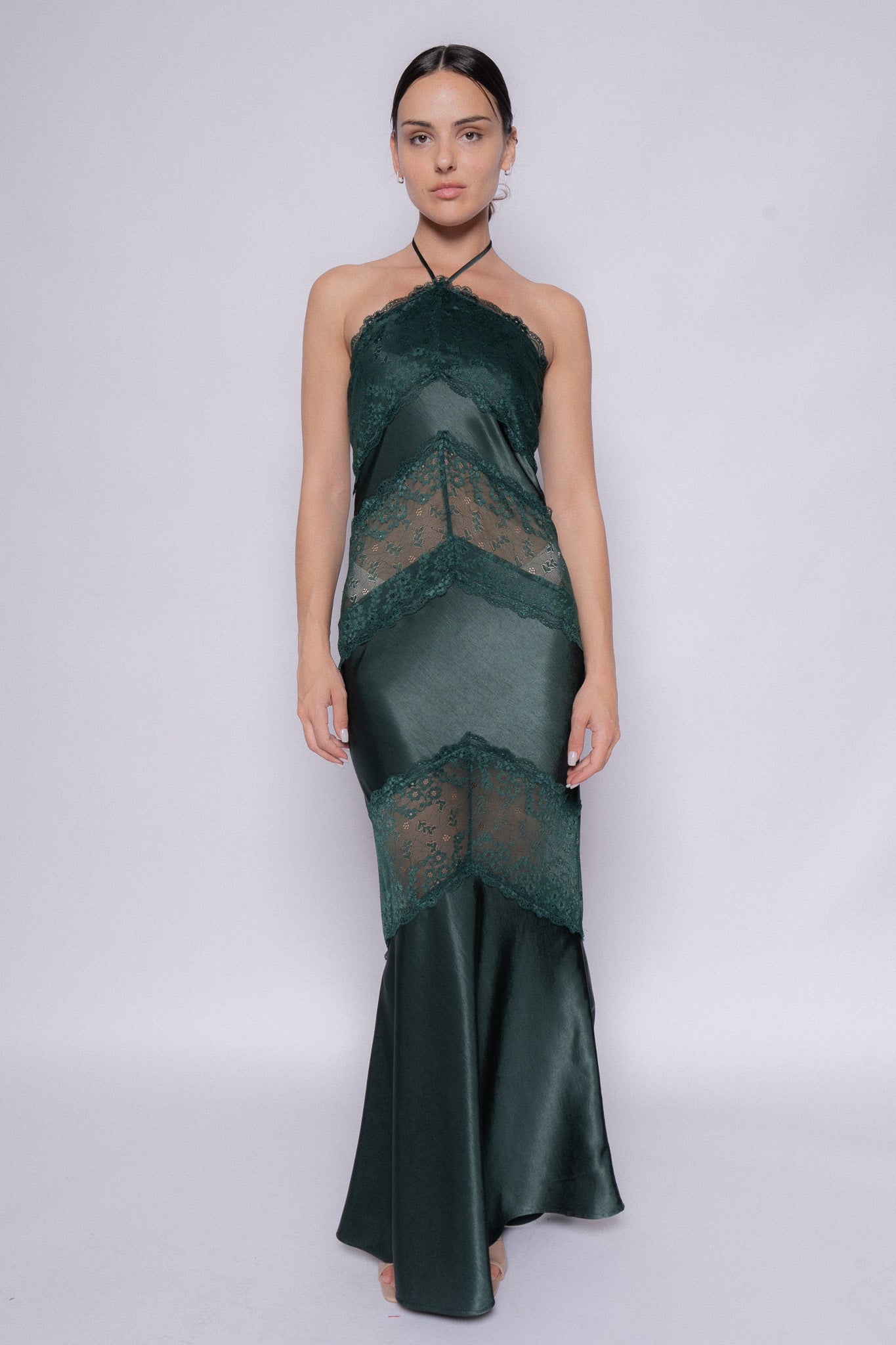 Lace Sheer Emerald Green Dress