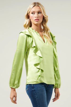 Love Story Blouse In Chartreuse