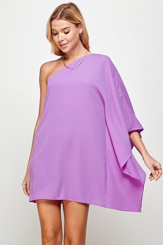 Purple one shoulder dress