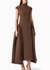 Half High Collar Irregular Hem Dress
