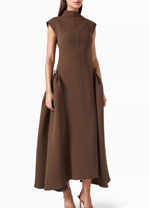 Half High Collar Irregular Hem Dress
