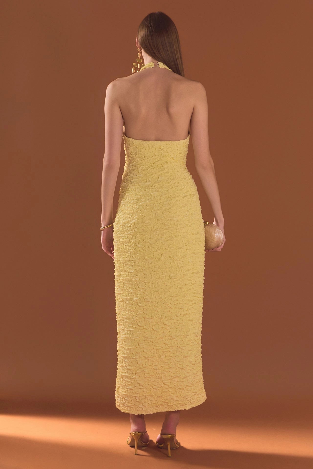 Stretchy Halter Neck Midi Dress