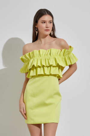 Lime Ruffle Mini Dress *Final Sale*