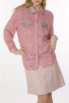 Pink embellished fringe detail blouse