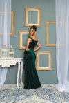 Green Velvet Studded Formal Dress