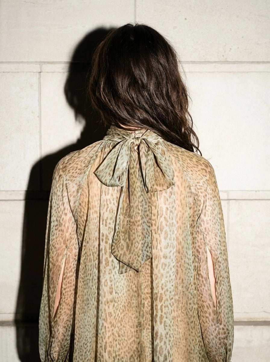Animal Print Chiffon High Low Dress