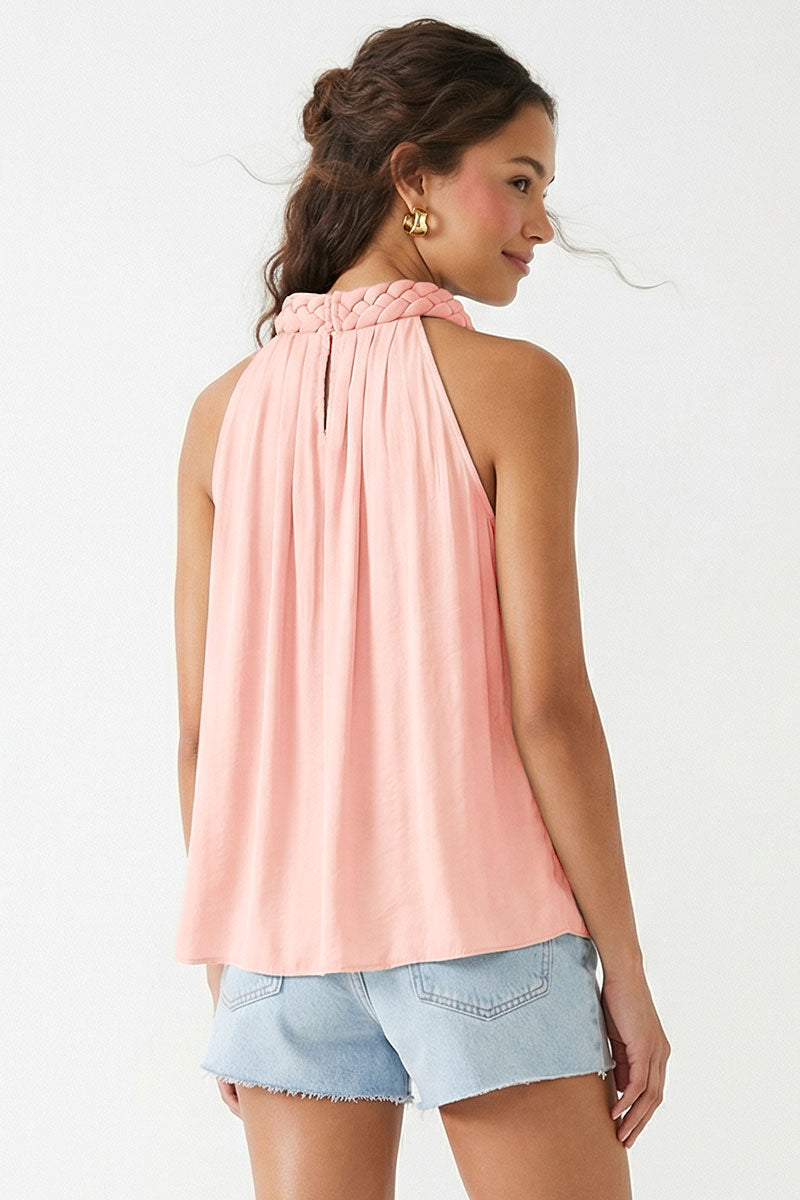 Yellow Braided Neck Blouse
