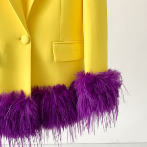 Yellow and Purple feather blazer ( Mardi Gras Collection)