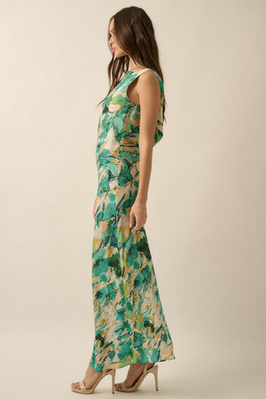 Midi Satin Cowl Neck Back Dress