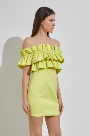 Lime Ruffle Mini Dress *Final Sale*