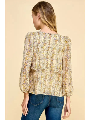 Floral Printed Ruffle Accent Top