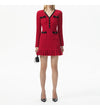 Elegant Red Bowknot V-Neck Knit Dress