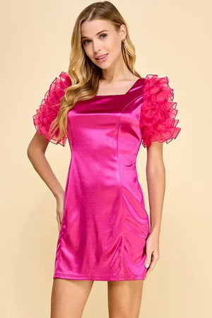 Bubble Gum Pink Satin Mini Dress *Final Sale*