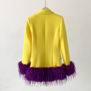 Yellow and Purple feather blazer ( Mardi Gras Collection)