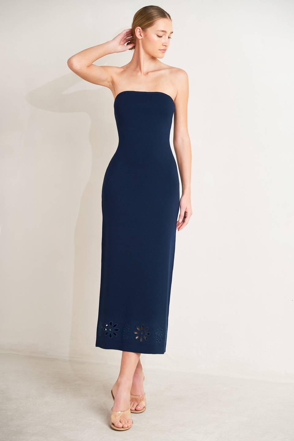 Strapless Embroidered Cut Dress