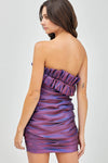 Purple & Blue Metallic Ruffle Dress *Final Sale*