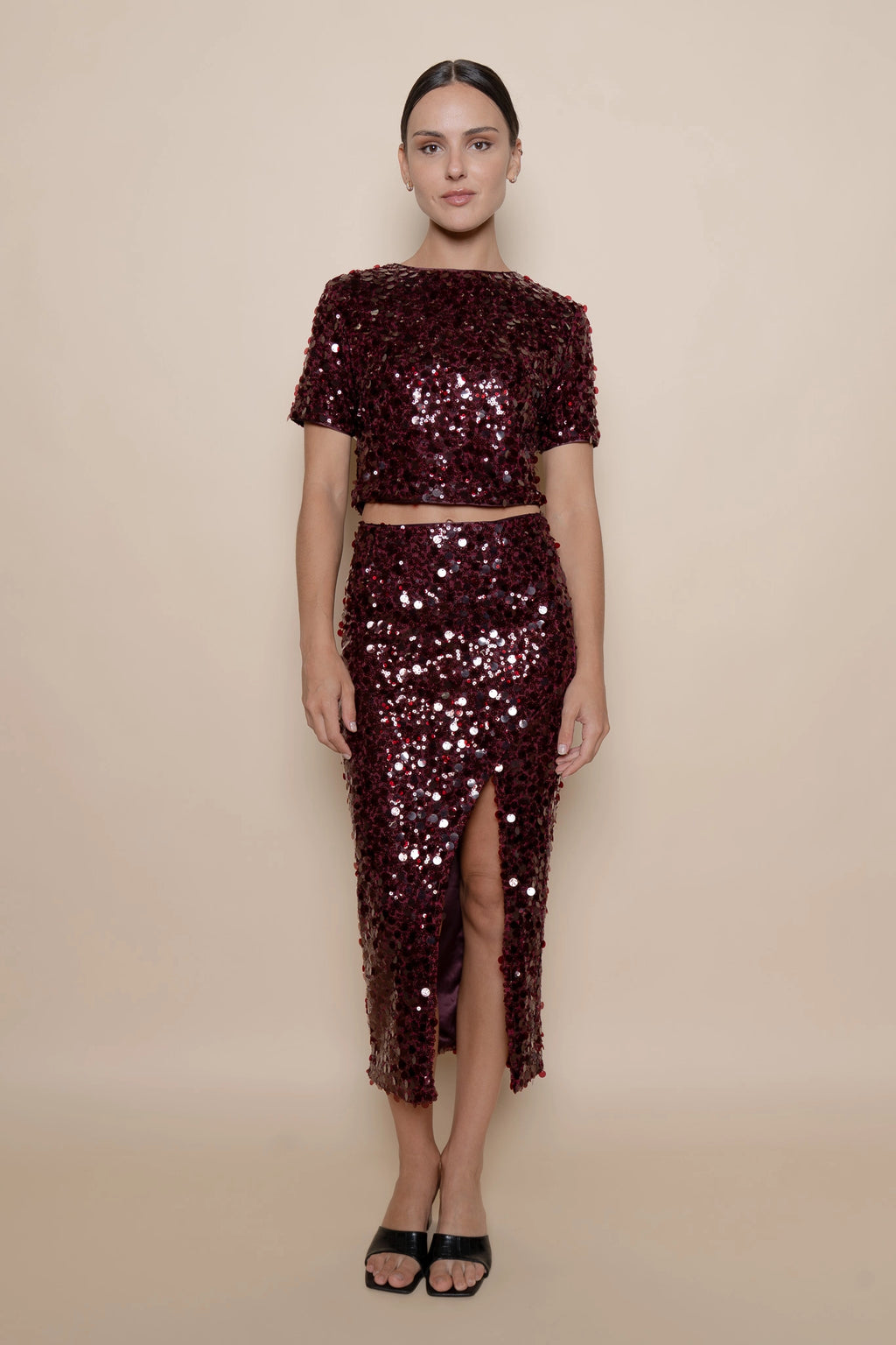 Burgundy Sequin Set