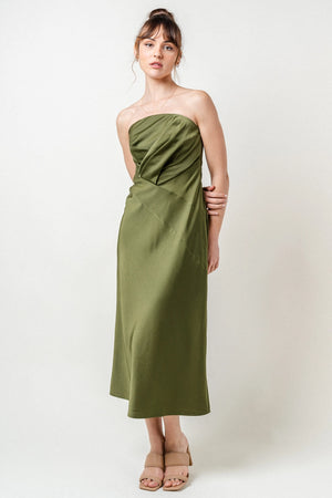 Strapless Olive Slip Dress