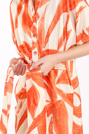 Tropical Print Tie front Dress