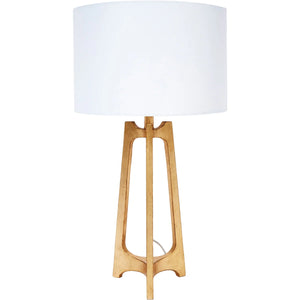 AMES GOLD LEAF TABLE LAMP WITH WHITE LINEN SHADE