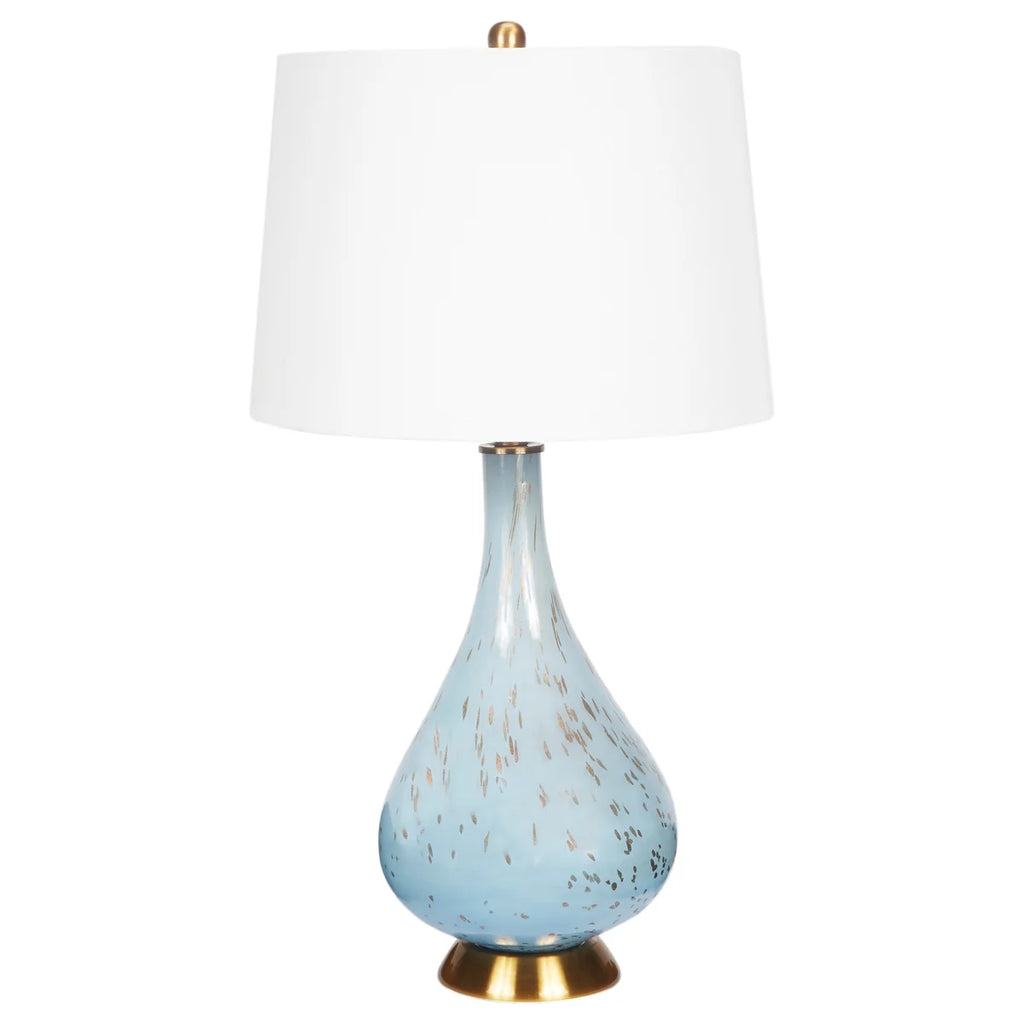 ICE BLUE AND GOLD HANDBLOWN GLASS CELYN LAMP