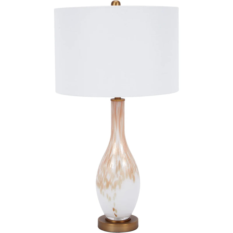 LAWSON WHITE & GOLD HANDBLOWN GLASS TABLE LAMP